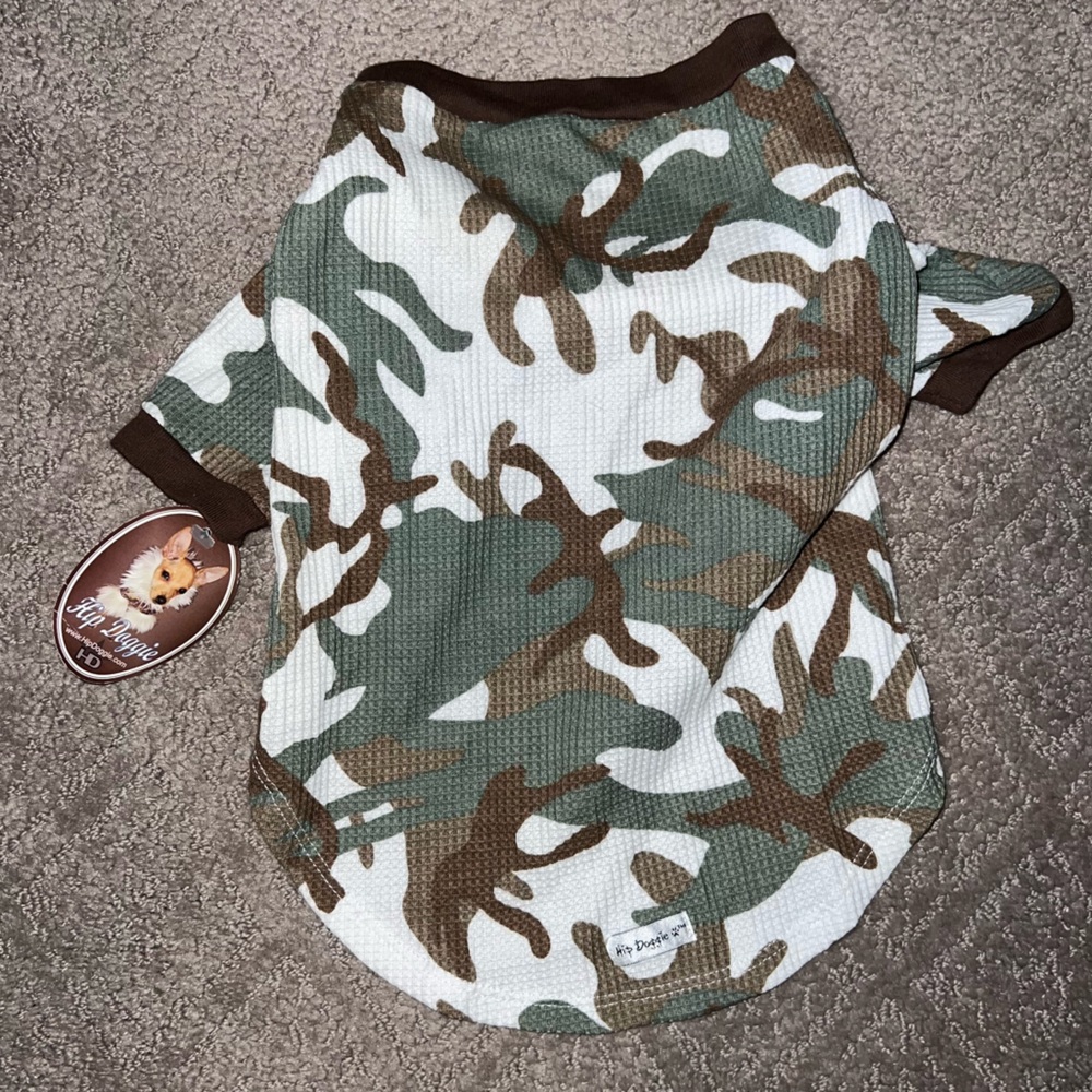 New Hip Doggie Green & Brown Camo Camouflage Big Dog XS Dog Shirt